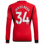 Günstige Fußballtrikots Manchester United Van De Beek 34 Heimtrikot 2023-24 Langarm